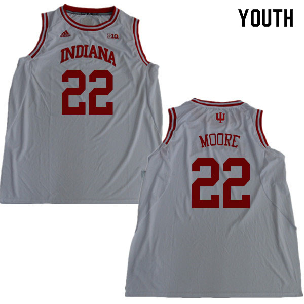 Youth #22 Clifton Moore Indiana Hoosiers College Basketball Jerseys Sale-White - Click Image to Close
